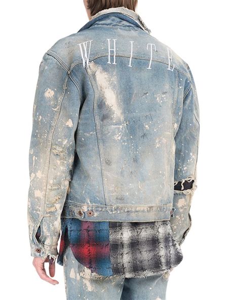 off-white painted-splatter oversized denim jacket replica|farfetch paint splattered jeans.